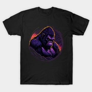 Purple Gorilla Surrounded By Mountain T-Shirt